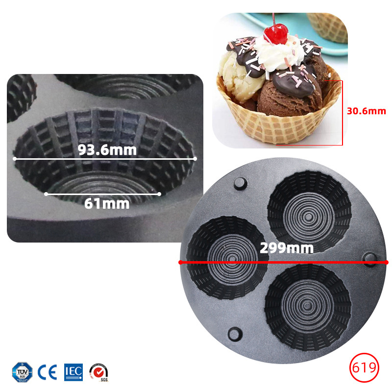 상업용 3구 아이스크림 와플 콘 메이커 아이스크림 와플 - Mini Waffle Maker Machine 리뷰 및 가격
