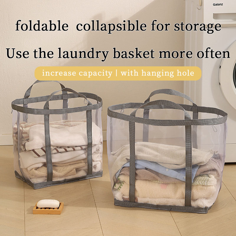 메쉬 세탁 바구니 손잡이가 있는 나일론 통기성 접이식  - Laundry 리뷰 및 가격